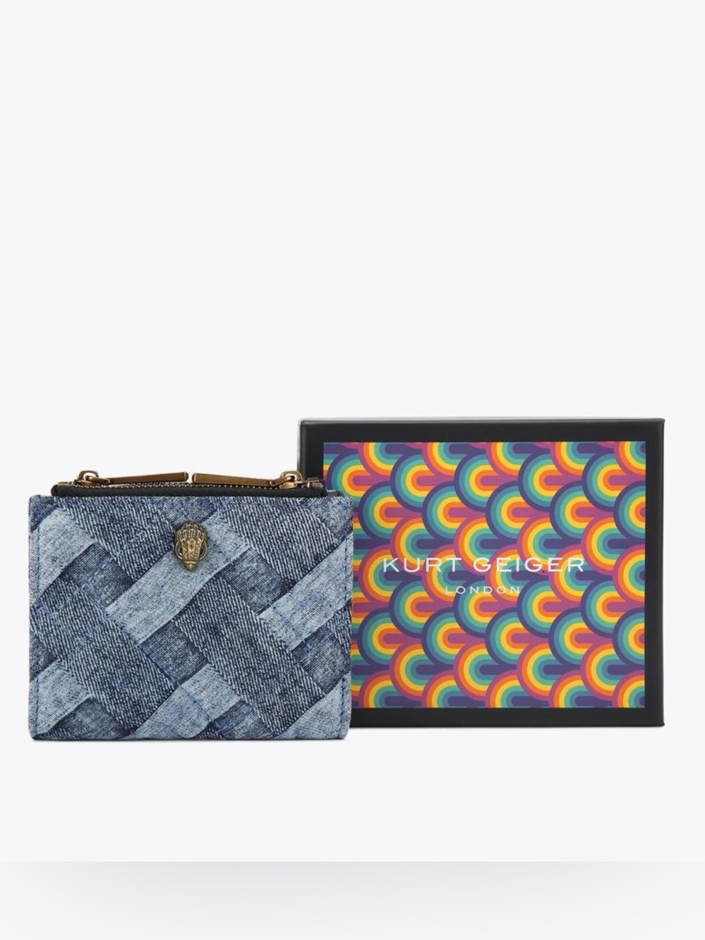 NIB Kurt Geiger Kensington Denim Bifold Wallet